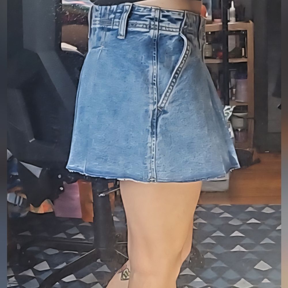 Denim by PINK Pleated Mini Skirt NEW MSRP $50 Bright Wash Denim Size SMALL - Picture 3 of 14